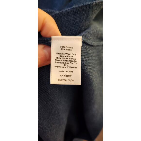 Talbots Sweater Women 3X Blue Lightweight Short Sleeve Cotton Modal Zipper NWT - Picture 6 of 7